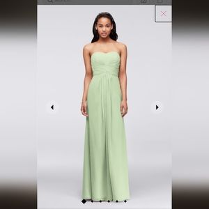 David's Bridal Strapless Sweetheart Chiffon Gown in Light Green